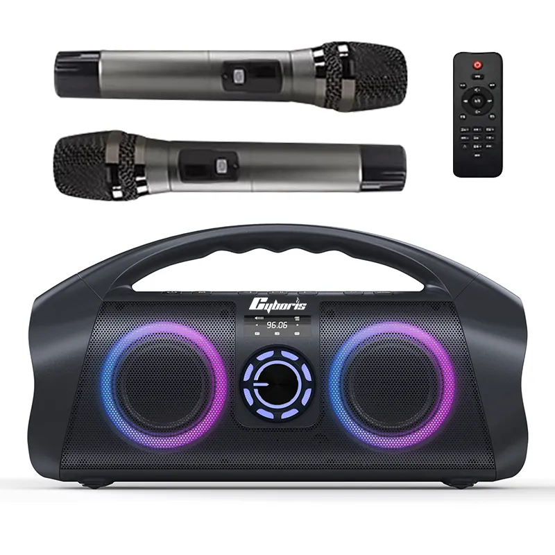 2024 baru cyboriss F29K 120w speaker tahan air nirkabel Karaoke portabel dengan mikrofon lampu RGB untuk bass dalam dan luar ruangan rumah