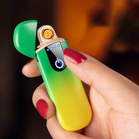 Vente en gros Briquet électrique LED ultra-mince Conception personnalisée USB Rechargeable Métal Écran tactile sans flamme Logo Arc Allume-cigare