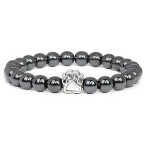 LC202512230 Braccialetto Elastico con Perline in Pietra Naturale a Forma di Zampa di Gatto o Cane per Uomo e Donna - Product Image 5