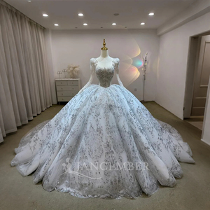 Beautiful Beaded <b>Sequin</b> Lace Illusion Bridal Ball Gown Vestidos De Novia Boda Lsjj19 - Product Image 1