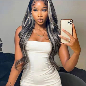 Pelucas de Cabello Humano Virgen Sin Procesar con Ondas Naturales, Color Sal y Pimienta 1B/60, con Encaje Frontal Italiano HD de 13x4 - Product Image 5