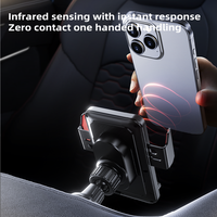 Support de téléphone de voiture OEM personnalisé avec chargeur sans fil 15W à capteur G, bras mécanique flexible et stabilisateur à hauteur réglable
