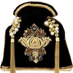 2021 Stunning Silk Potli <b>Bags</b> <b>for</b> Parties & <b>Weddings</b> Beautifully Embellished with Crystal Glass Beads Stone Pearls Zardozi Work - Product Image 1