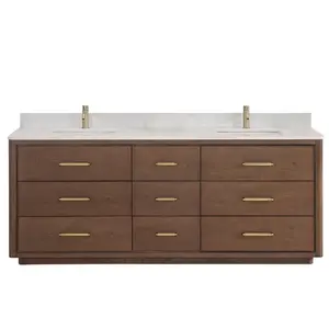 Homedee Vietnam madera maciza color <span class=keywords><strong>nogal</strong></span> chapa gabinete de <span class=keywords><strong>baño</strong></span> - Product Image 3