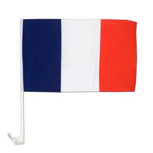Individuelle Werbe-Autoflagge 30 × 45 cm Polyester Mini-Französische Autoflagge mit Kunststoffstange