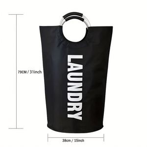 90L Large Laundry Basket Foldable Laundry Hamper with Aluminum Handles Waterproof Dirty Clothes Storage <b>Bin</b> - Product Image 3