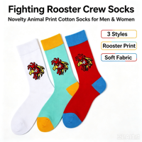 Chaussettes en coton jacquard unisexe motif coq de combat, chaussettes fantaisie à motif animalier dessin animé, style streetwear, personnalisables avec logo OEM