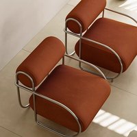 Fauteuil en acier minimaliste moderne du milieu du siècle, style Bauhaus nordique, avec mousse élastique haute densité, pour chambres d'hôtes et chambres à coucher, mobilier de maison simple