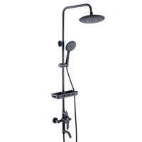 Ensemble de douche chaude et froide, salle de bain moderne, simple, en acier inoxydable, mat noir, ensemble de douche, robinets de bain