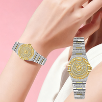 Relojes de Cristal con Diamantes de Moda Unisex a Bajo Precio, Relojes de Lujo para Hombre y Mujer, Reloj de Pulsera Analógico de Cuarzo de Acero Inoxidable Dorado
