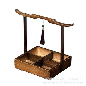 Chinese Style Wooden Snack Box 4 Compartment Standing Type Multifunction <b>Storage</b> <b>Tray</b> For Tea Table Candy Display - Product Image 5