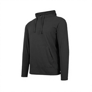 Sweat-shirt décontracté en coton tricoté à capuche noir pour homme, à manches longues, avec poche, coupe classique, pour l'automne et la mode en plein air - Product Image 2