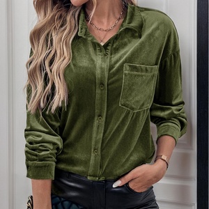 <span class=keywords><strong>Blusas</strong></span> de <span class=keywords><strong>mujer</strong></span> Camisas Cárdigan de solapa Otoño Invierno Manga larga Frente abierto Casual Blazer Blusa de terciopelo rojo alternativo <span class=keywords><strong>para</strong></span> <span class=keywords><strong>mujer</strong></span> - Product Image 3