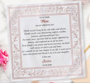 ผ้าเช็ดหน้าลายดอกไม้แบบกำหนดเองสำหรับแม่เจ้าบ่าว ของชำร่วยงานปาร์ตี้สละโสด ของขวัญงานแต่งงาน - Product Image 1