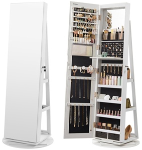 <span class=keywords><strong>Armoire</strong></span> <span class=keywords><strong>à</strong></span> <span class=keywords><strong>bijoux</strong></span> avec miroir sur pied brillant, verrouillable, pivotant <span class=keywords><strong>à</strong></span> 360 degrés, avec éclairage LED - Product Image 2