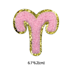 Purpurina Chenille doce signos del zodiaco parches autoadhesivos para accesorios de bolsa DIY - Product Image 3