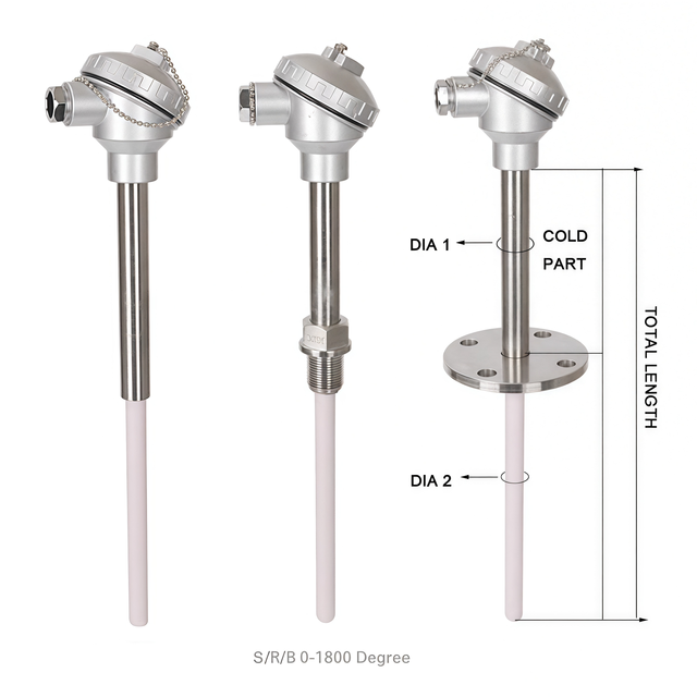 1300/1800 Celsius K S R B Type Pt Rh Thermocouple Corundum and Ceramic Thermocouple for Muffle Furnace Temperature Sensor