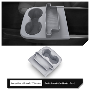 Center <b>Console</b> Cup Holder for Model Y Standard 2026 New Accesorios Para Automovil <b>Black</b> and Grey Easy Clean Washable TPE - Product Image 3