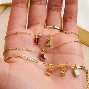<span class=keywords><strong>Birthstone</strong></span> Dây chuyền 18K vàng mạ thép không gỉ Mặt dây chuyền vòng cổ không gây dị ứng không xỉn không thấm nước đồ trang sức - Product Image 2