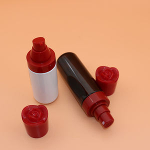 Botella de spray con purpurina para el cuerpo cosmético plástico 100mL 120ml 150ml Perfume botella de spray de niebla fina botellas de spray con tapa en forma de rosa - Product Image 1