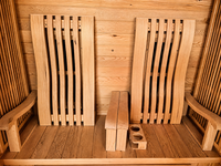 Sauna infrarouge lointain moderne ODM 2 places en hemlock, faible EMF, avec chauffages en fibre de carbone, appareil de soins de santé intérieur, boîtier de configuration modulaire