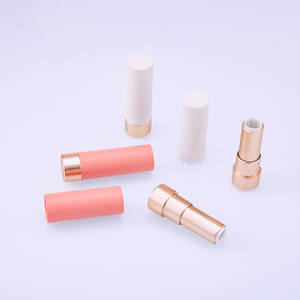 Wadah pelembab bibir Putih, desain unik Diameter bulat 12.1mm tabung lipstik merah muda kosong Matte Gold Plating - Product Image 2