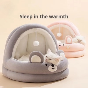 Aangepaste Moderne Pluche Kat Bed Grot Met Afneembare Cover Effen Patroon Luxe Kleding Accessoires Voor Honden En Katten Oem Service - Product Image 4