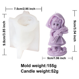 Molde de Silicona <span class=keywords><strong>3D</strong></span> de <span class=keywords><strong>Caperucita</strong></span> <span class=keywords><strong>Roja</strong></span> con Frutas, Molde de Resina para Figura de Niña, para Arte y Decoración del Hogar - Product Image 6