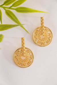 ต่างหูห่วงสไตล์โบฮีเมียน หรูหรา เรียบง่าย ไม่ซ้ำใคร งานฝีมือชุบทองบนเงิน ดีไซน์โปร่ง สำหรับงานแต่งงาน/วันครบรอบ - Product Image 4