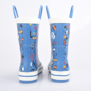 Bottes de pluie en <span class=keywords><strong>caoutchouc</strong></span> pour garçons, imprimées de graffitis bleus, avec poignées - Product Image 4