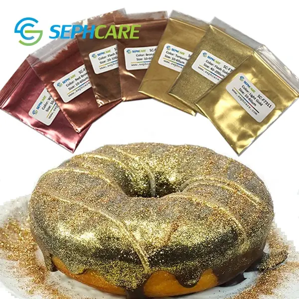 Dekorasi kue bubuk emas yang dapat dimakan, pewarna makanan Glitter berkilau untuk kue