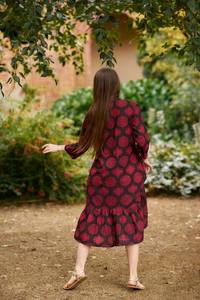 Robe maxi en coton modal faite à la main avec imprimé ajrakh et plumes de paon, robe bohème d'été - Product Image 2