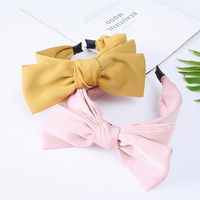 Bandeau large en satin pour femme avec grand nœud, bandeau à nœud papillon couleur unie vintage, accessoires de mode pour cheveux, personnalisation possible