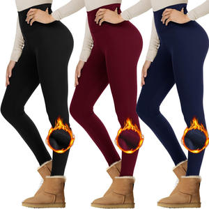 Leggings de yoga d'hiver pour femmes, doux et chauds, à effet ventre plat, color block, froncés aux fesses, taille haute, doublés polaire, pour la <span class=keywords><strong>randonnée</strong></span> - Product Image 4