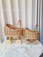 Panier de rangement en osier en forme de chariot, panier pour animaux de compagnie, panier à fleurs de maternité, accessoire de photographie, cadeau de premier anniversaire