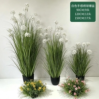 Plantes artificielles Bonsaï, fleurs en soie roses, herbe d'oignon artificielle, herbe de la pampa, herbe de fontaine, décoration d'intérieur