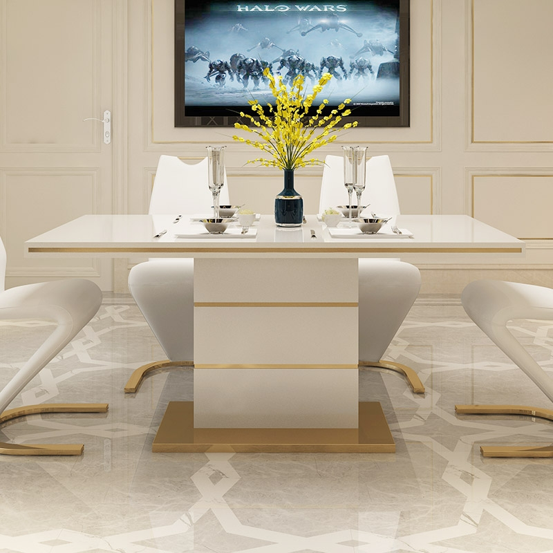 MOMMA HOME - Set di tavolo e sedie Melbourne, con 4 sedie, tavolo fisso, con piano in vetro, per soggiorno e cucina, molto elegante, design moderno