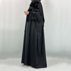 2025 New Muslim Closed Abaya - Nida Fabric with Velvet Cuff & Back Button, Comes with <b>Matching</b> Hijab for Daily/Prayer 6889# - Product Image 5