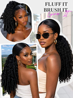 Queue de cheval élastique de 16 pouces, 195g, bouclée birmane, avec cordon de serrage, texture Yaki, fibre premium, extension de cheveux bouclée en spirale