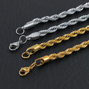 3/4/5MM chaîne à maillons en acier inoxydable collier en corde pour hommes mode Hip Hop bijoux torsadé <span class=keywords><strong>Miani</strong></span> chaînes cubaines tour de cou - Product Image 3