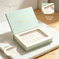 Boîte rigide cadeau vert clair personnalisée pour faux ongles, emballage cosmétique pour faux ongles
