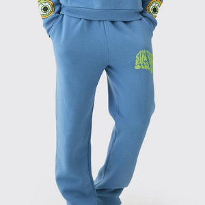 Conjunto de Sudadera con Capucha Azul para Hombre, Corte Holgado, Forro Polar, Estampado de Dibujos Animados, Ropa Deportiva con Bolsillo, para Otoño - Product Image 3