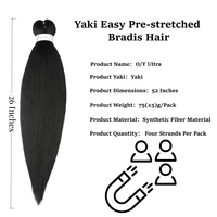 Perruque synthétique tressée Afro Yaki de 400g, 60 pouces, pré-étirée, extensions de cheveux faciles à tresser, mèches de cheveux raides naturels