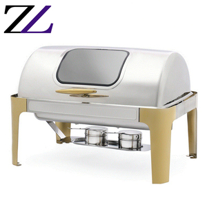 Recipiente para Calentar Alimentos con Tapa Enrollable de 6 Litros, Dorado, Económico, para Restaurantes, Cocina, Buffet, Chafing Dish, Equipo de Catering - Product Image 4
