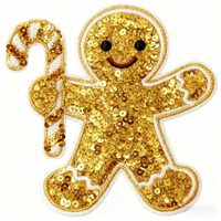 Nouveau design 2025 – Vente en gros de patchs thermocollants en sequins pour sweats à capuche, motifs brodés en sergé : Sapins de Noël, Père Noël lumineux et Bébé.
