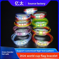 Bracelet en plastique lumineux LED 2026 pour supporters, avec drapeau national et logo personnalisable, pour sports et événements