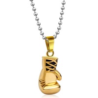 Collier pendentif gant de boxe unisexe en cuivre et chaîne de bambou, style européen et américain, bijoux de mode vintage pour le fitness et le sport