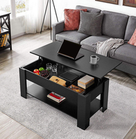 Table basse moderne relevable avec rangement dissimulé et étagère inférieure en bois, mobilier de salon en gros pour appartement et hôtel
