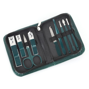 Tùy Chỉnh Màu Xanh Lá Cây 9 Pcs Làm Móng Tay Thiết Lập Với Da Trường Hợp Chuyên Nghiệp Chân Và Khuôn Mặt Chăm Sóc Công Cụ Kit Thép Không Gỉ Nail Clipper Bộ Quà Tặng - Product Image 6