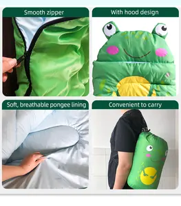Einzel-Schlafsack für Kinder im Freien Camping hübsche froschgeformte wasserdichte Polyester-Summerumschlag-Stil hohle Faserfüllung